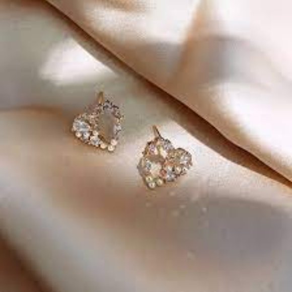 Crystal Heart Earrings - Gold /NWOT - Picture 3 of 8
